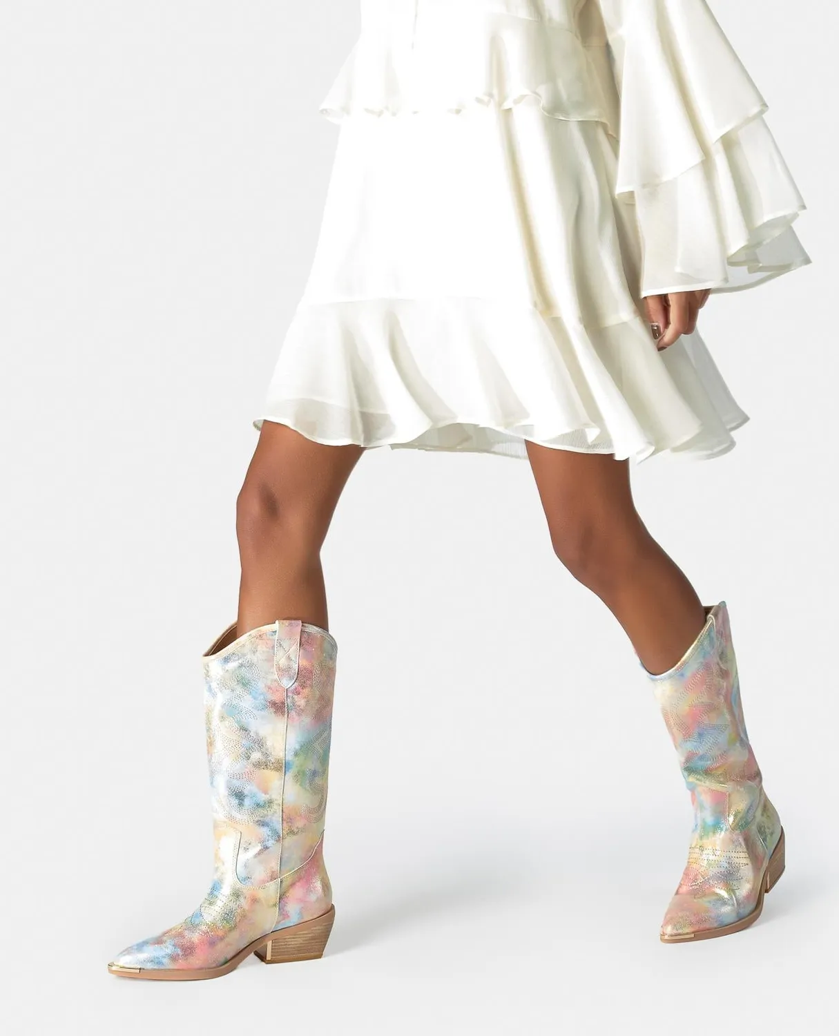 Alma en Pena V260254 bottes cowboy rose cuir 5 cm