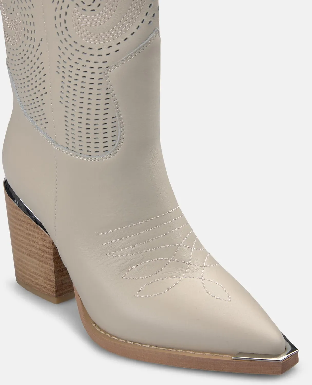 Alma en Pena V260103 bottes cowboy cuir blanc talon large 8 cm