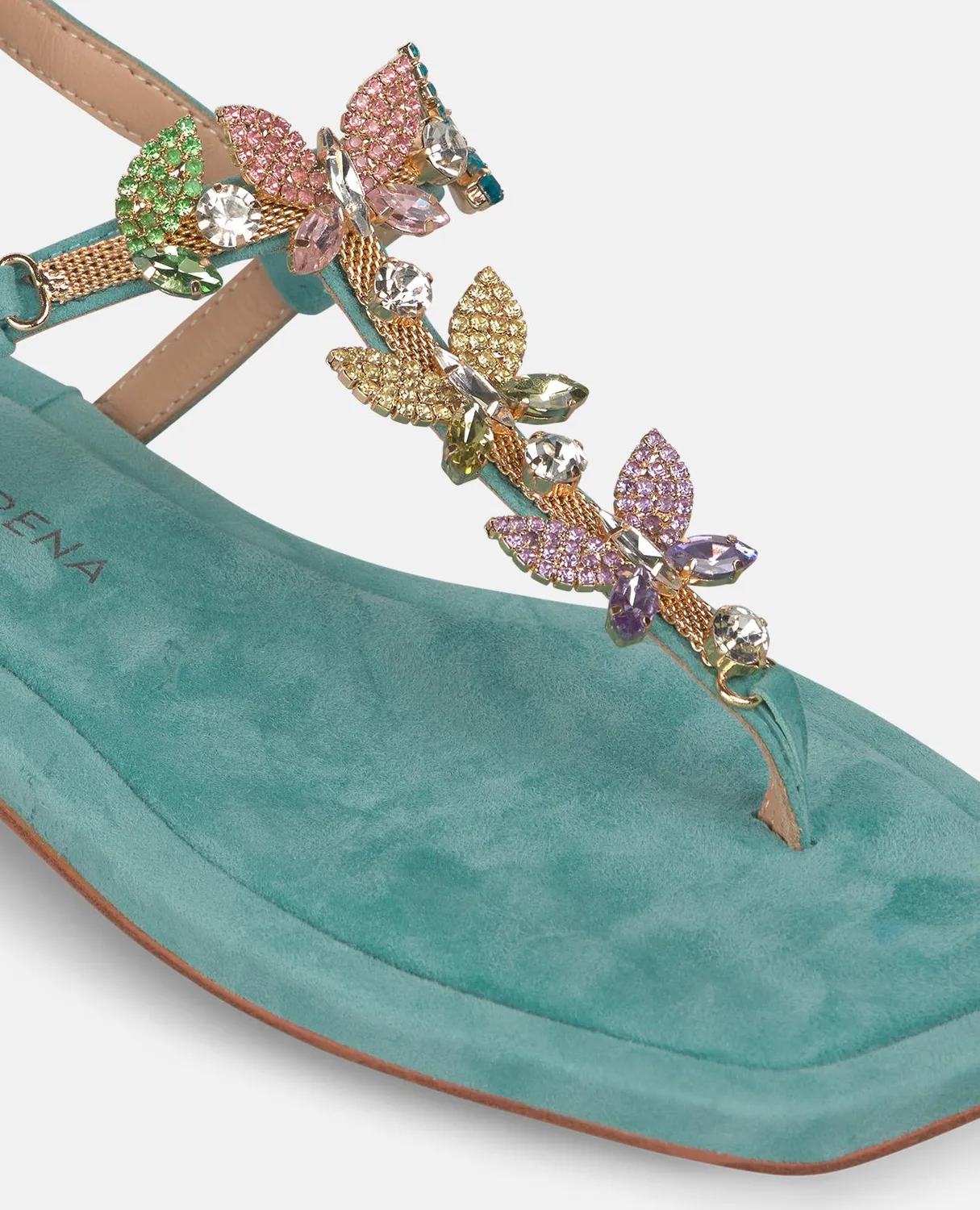Alma en Pena V268414 sandales plates jade strass cuir
