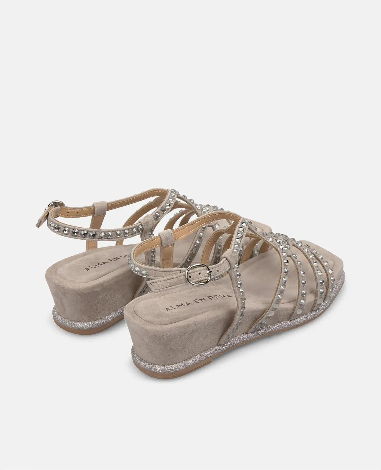 Alma en Pena V251752 sandales compensées taupe strass