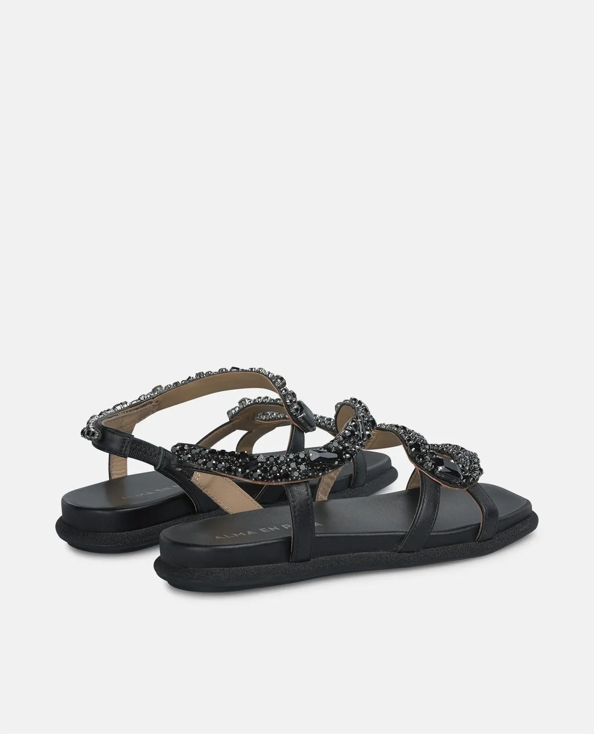 Alma en Pena V251605 sandales plates noires strass