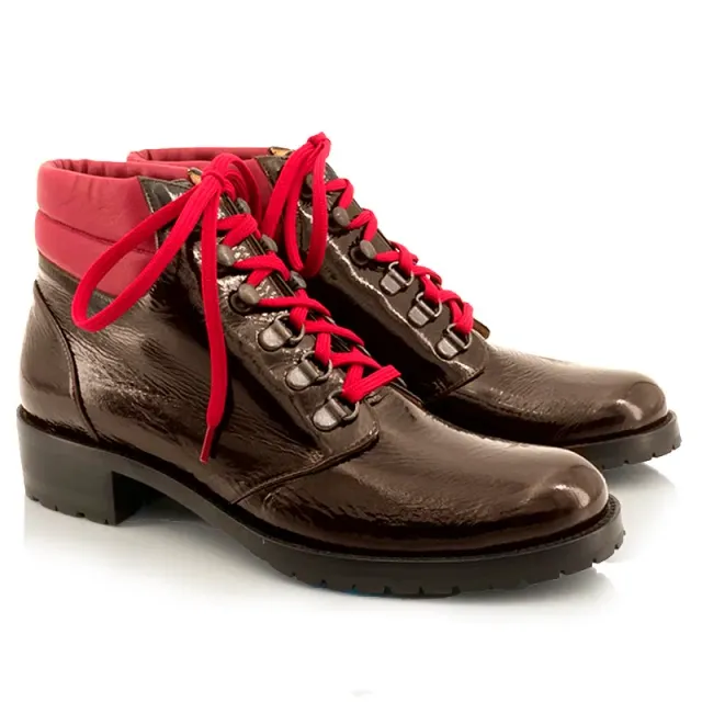 Bégum Paris Oslo Vogue bottine marron rouge fourrée