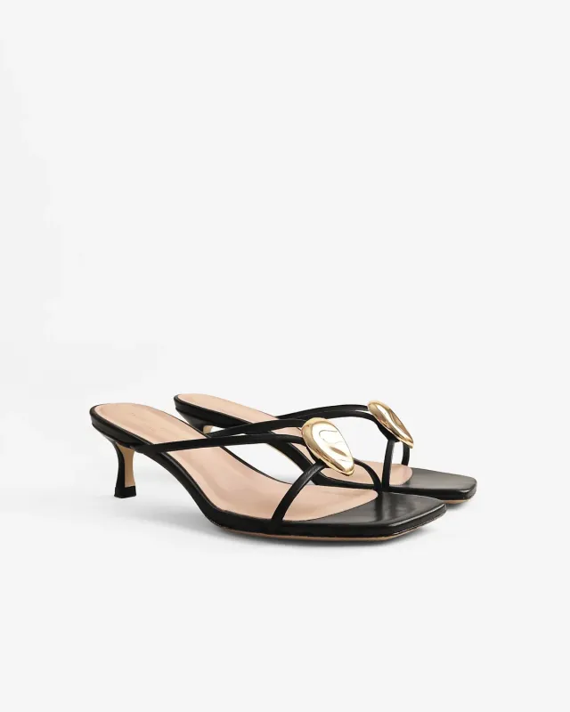 Mi/Mai Lagos Black mules cuir 4 accessoires interchangeables