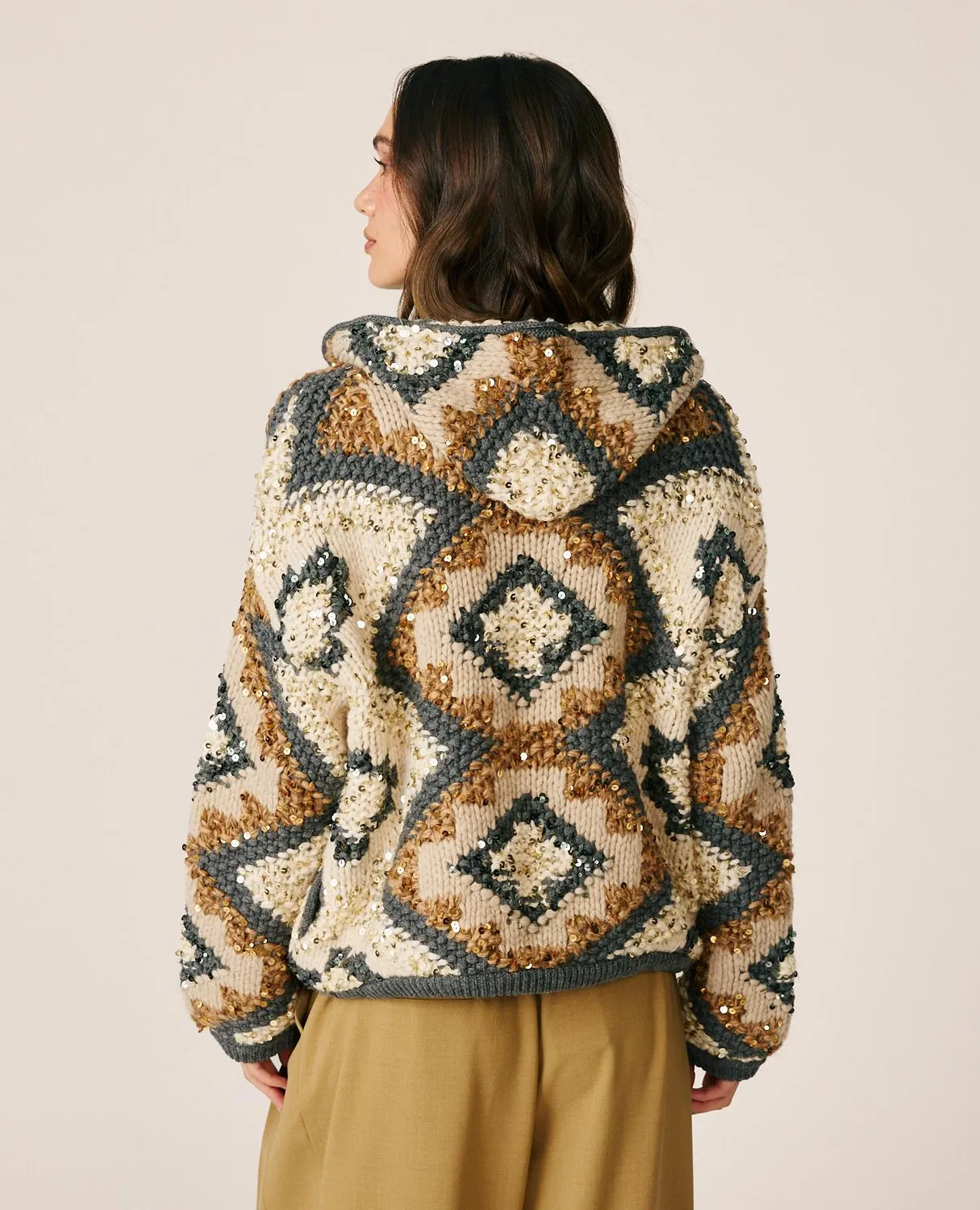 Alma en Pena I26CL1201 cardigan laine marron capuche