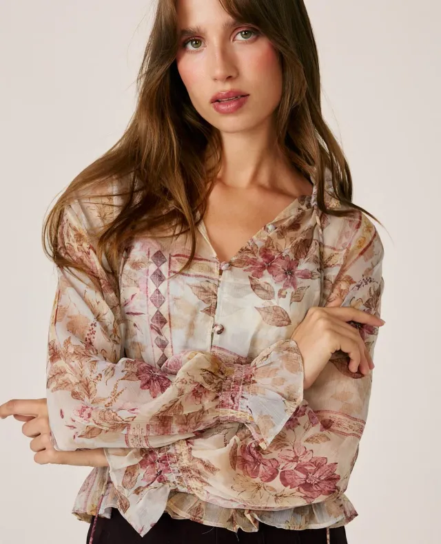 Alma en Pena I26CL0509 blouse rose floral gaze