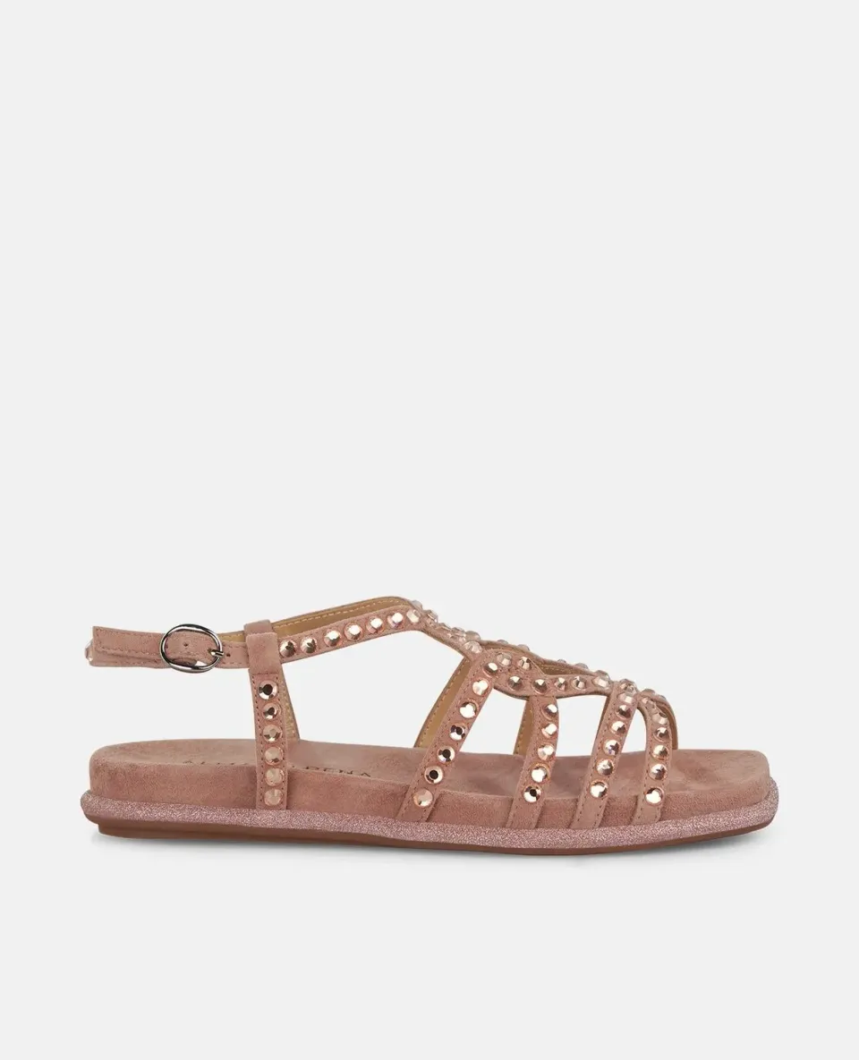 Alma en Pena V2551600 sandales plates rose poudré strass