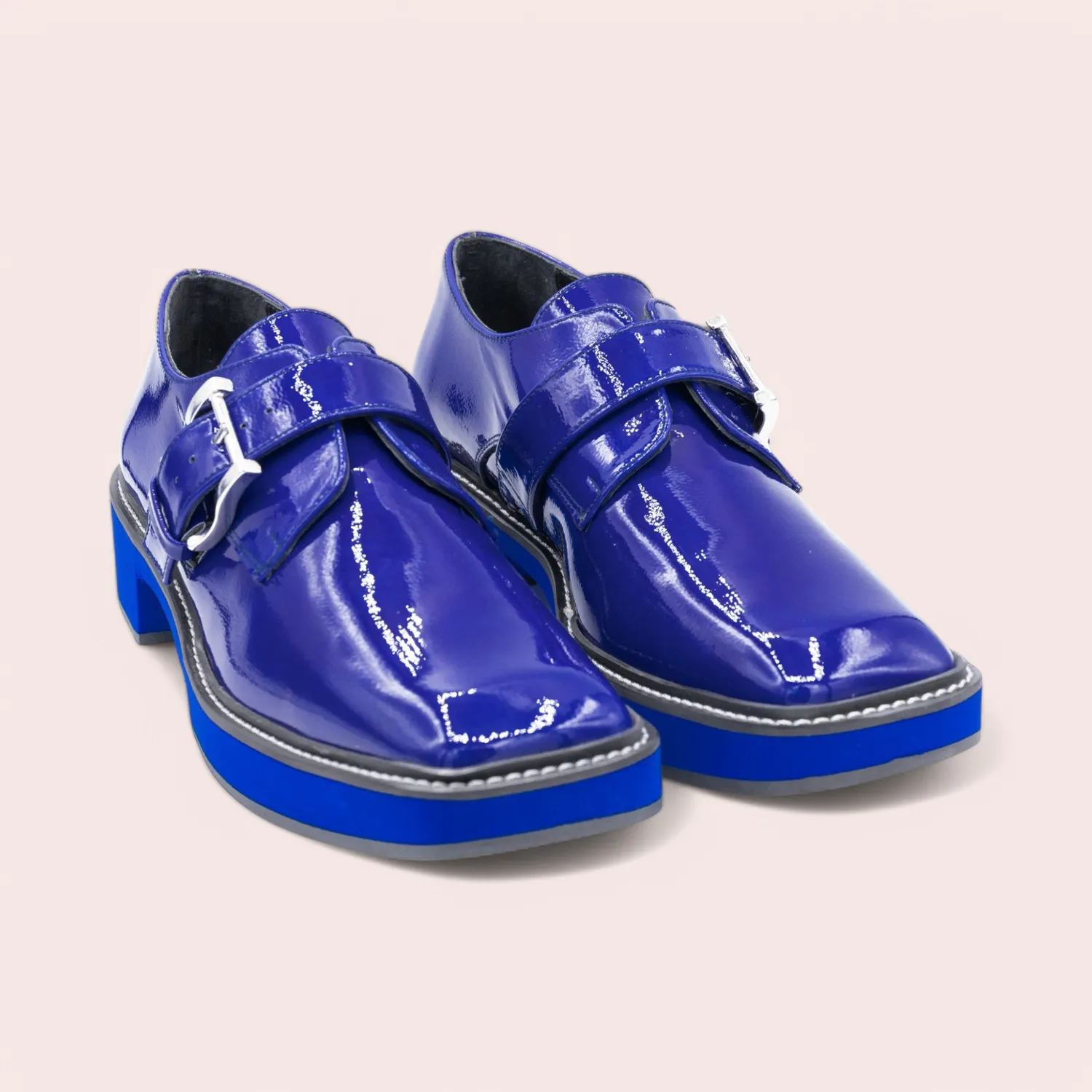 Karine Arabian SUTTON derby bleu klein cuir vernis