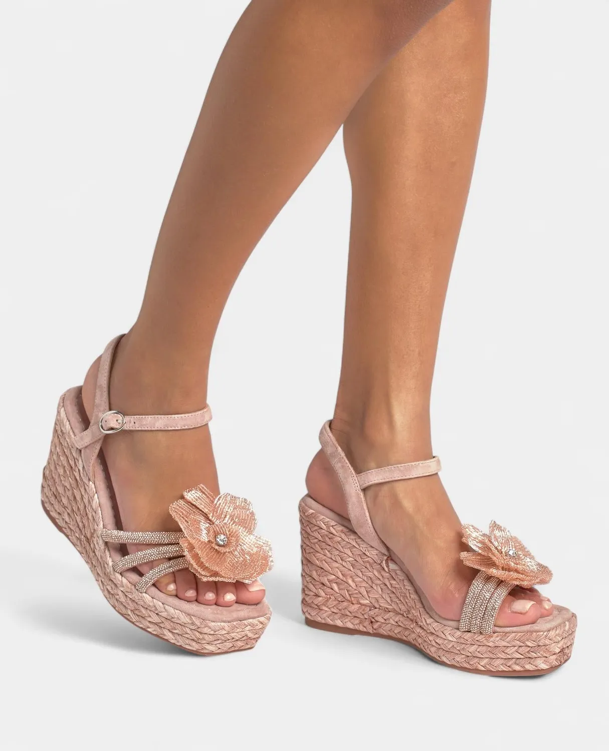 Alma en Pena V251287 compensées rose fleur strass