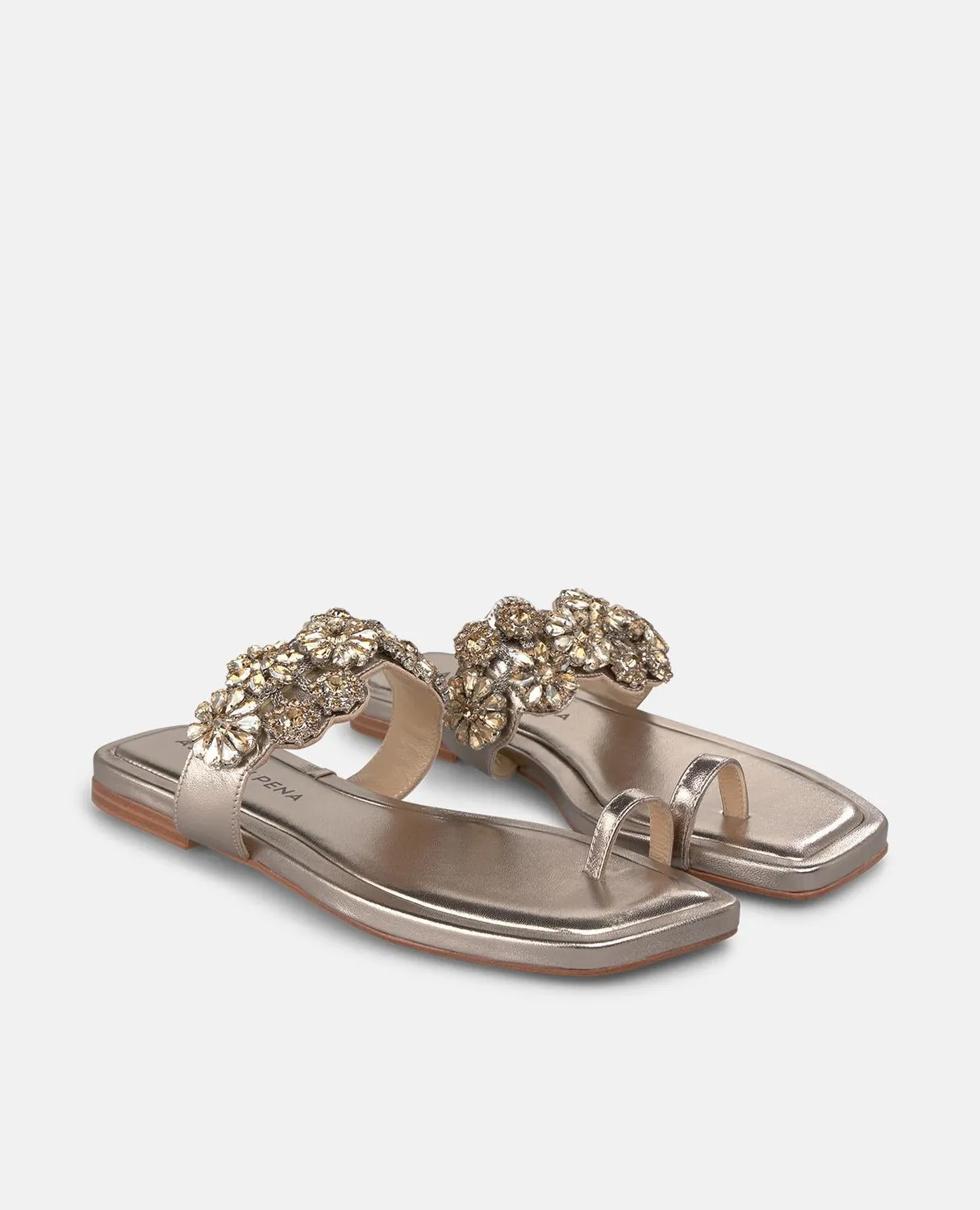 Alma en Pena V251913 tongs bronze strass plat 1 cm