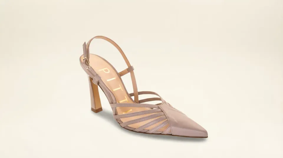 Matteo Pitti Penny slingback nude cuir talon colonne