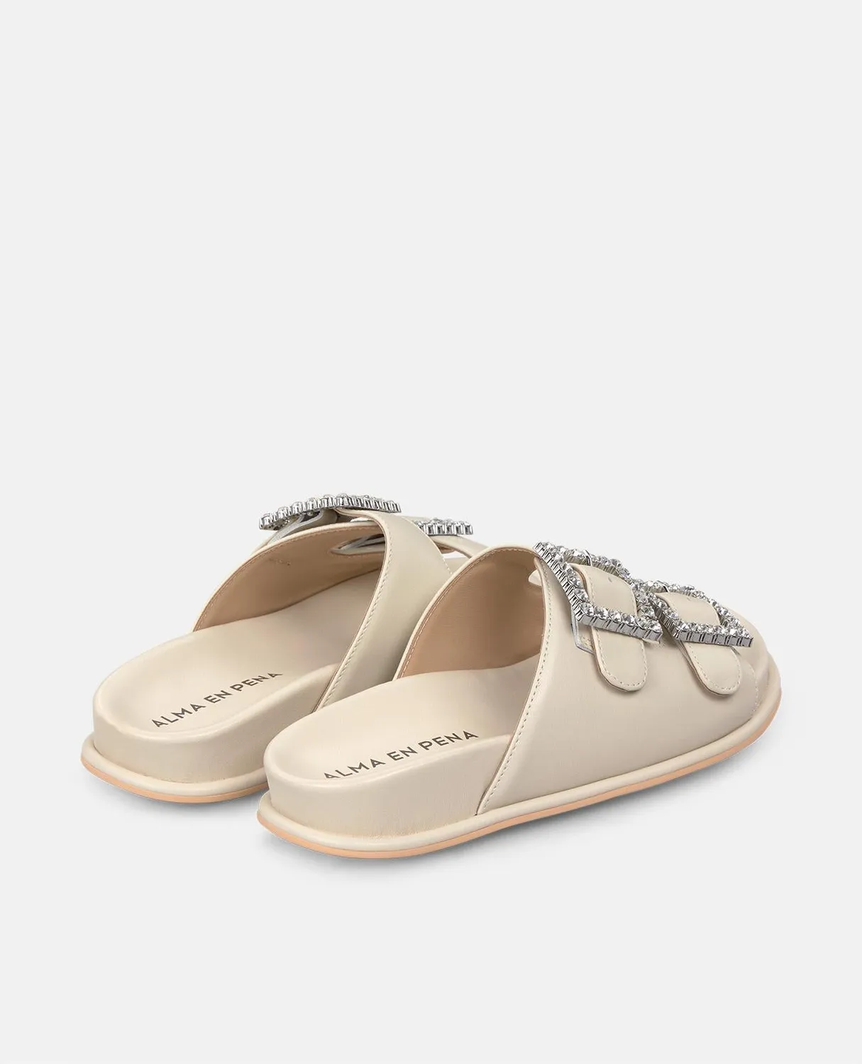 Alma en Pena V251652 sandales plates cuir blanc talon 2 cm