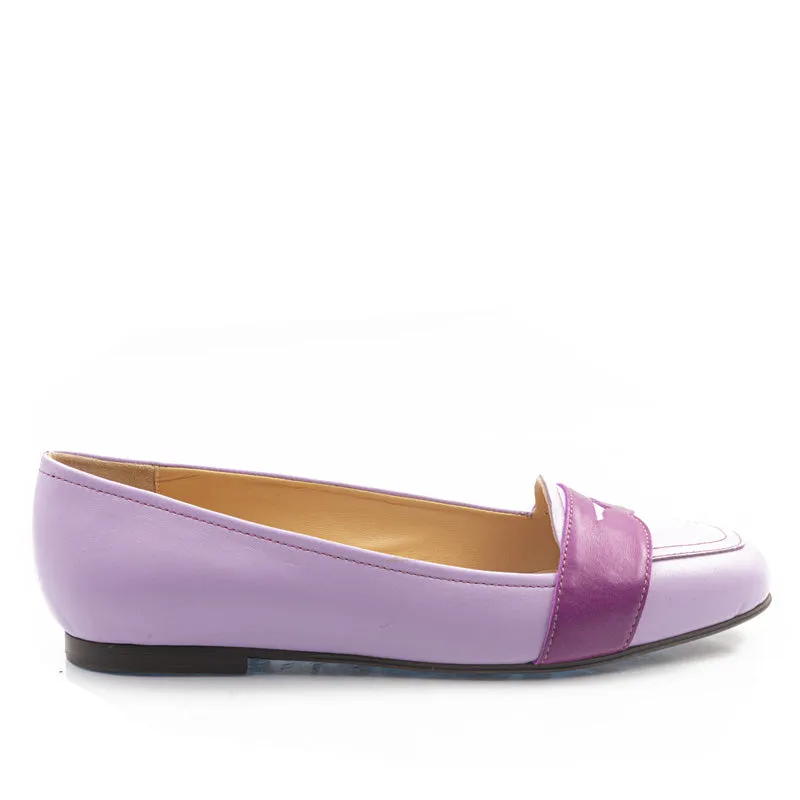 Bégum Paris Boston mocassins mauve violet cuir 1 cm