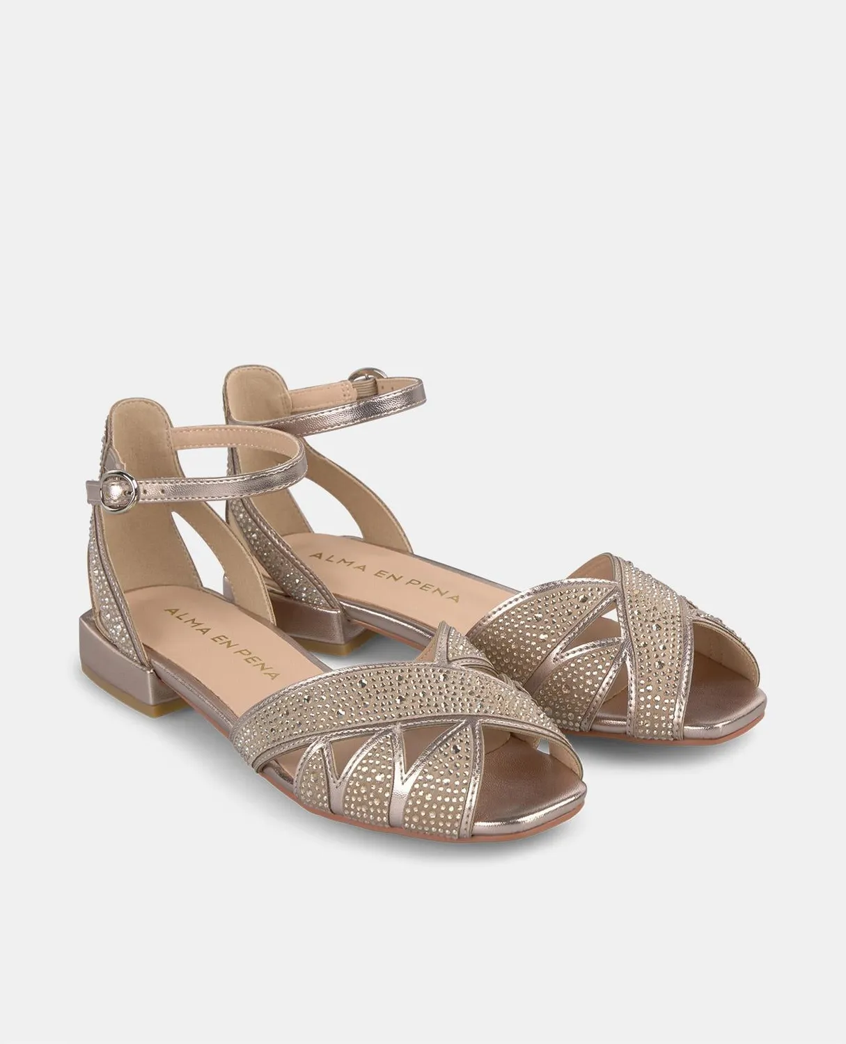Alma en Pena V2550407 sandales plates bronze strass