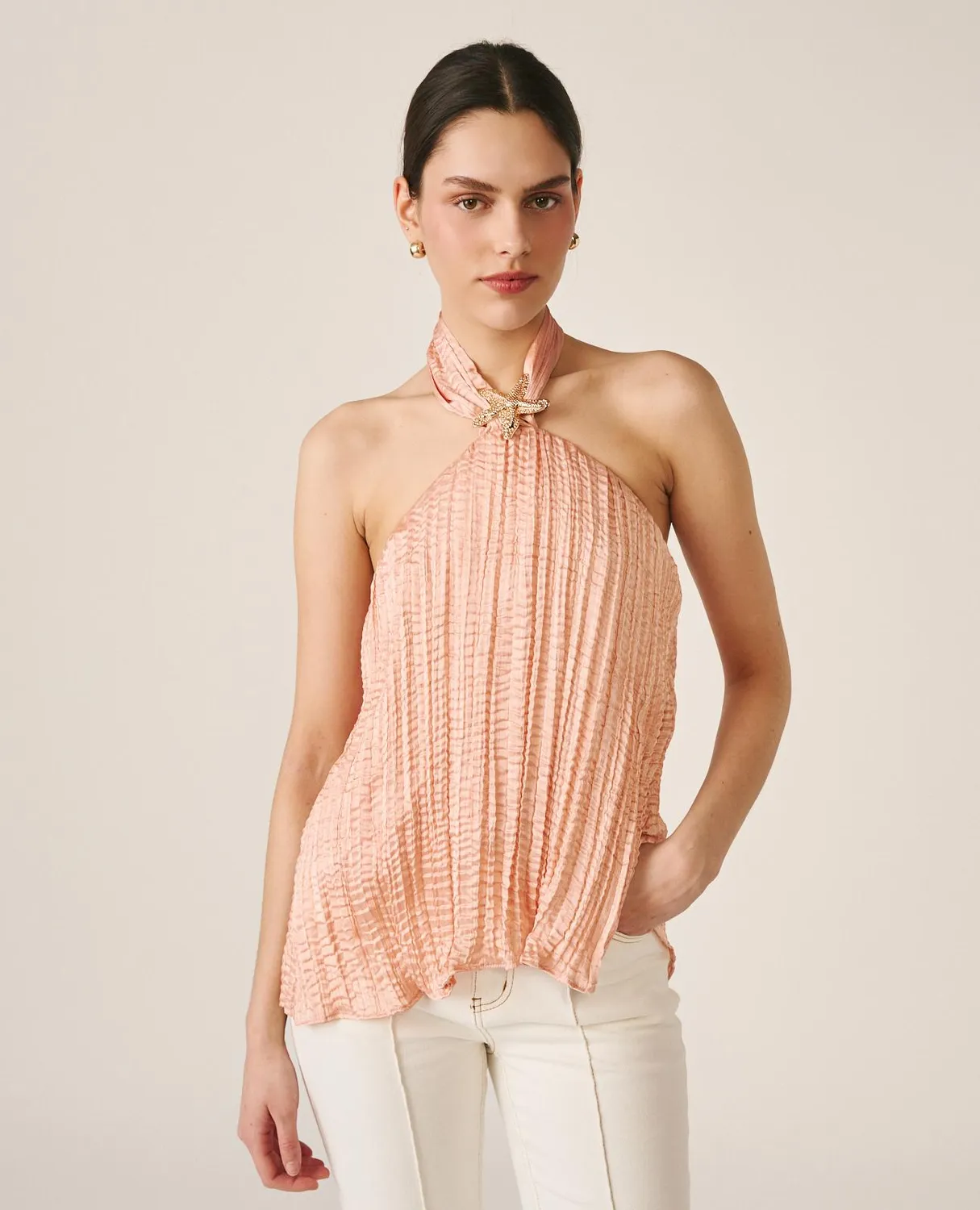 Alma en Pena V26CL0514 blouse satin froissé rose