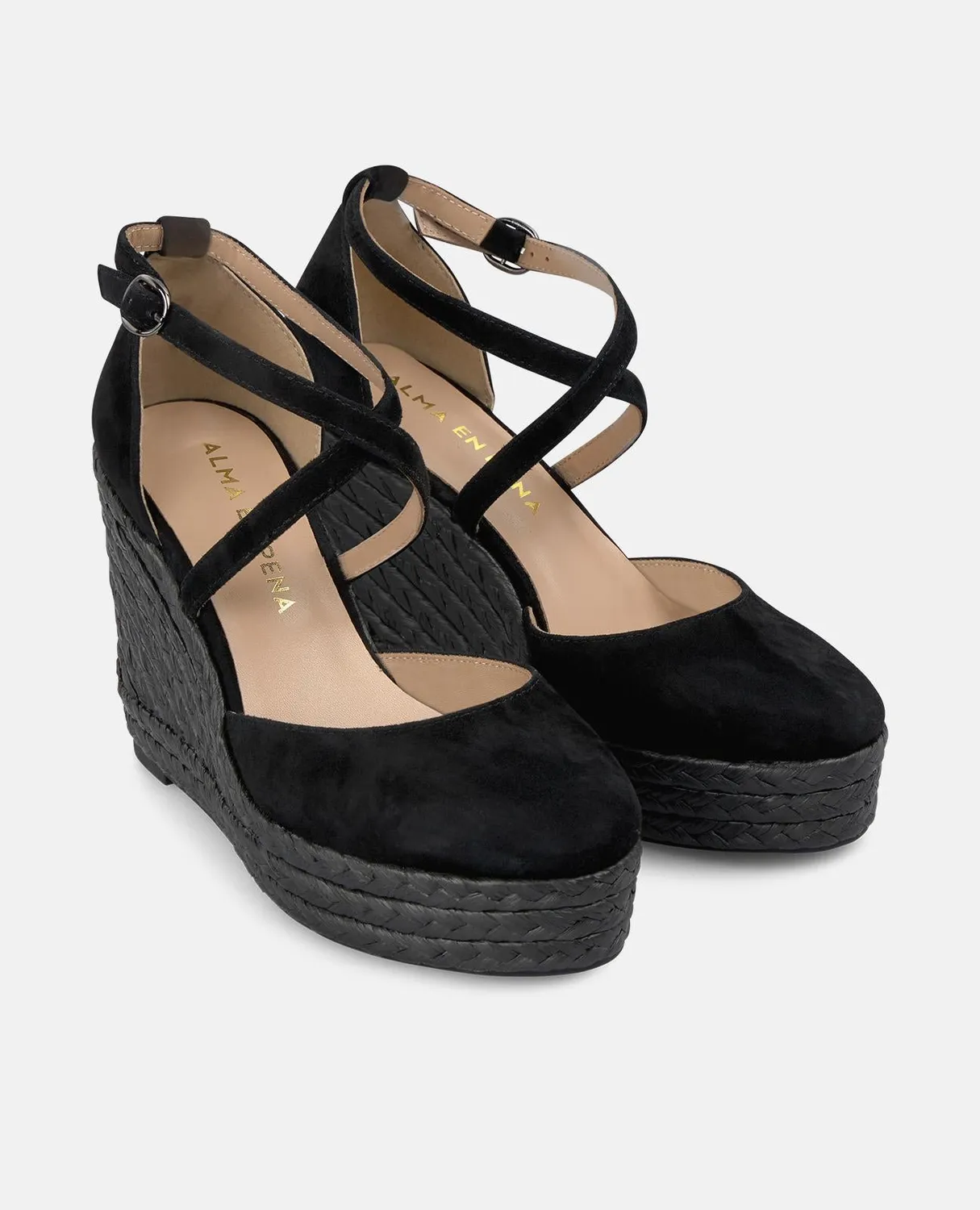 Alma en Pena V2551005 compensées noires cuir 8 cm
