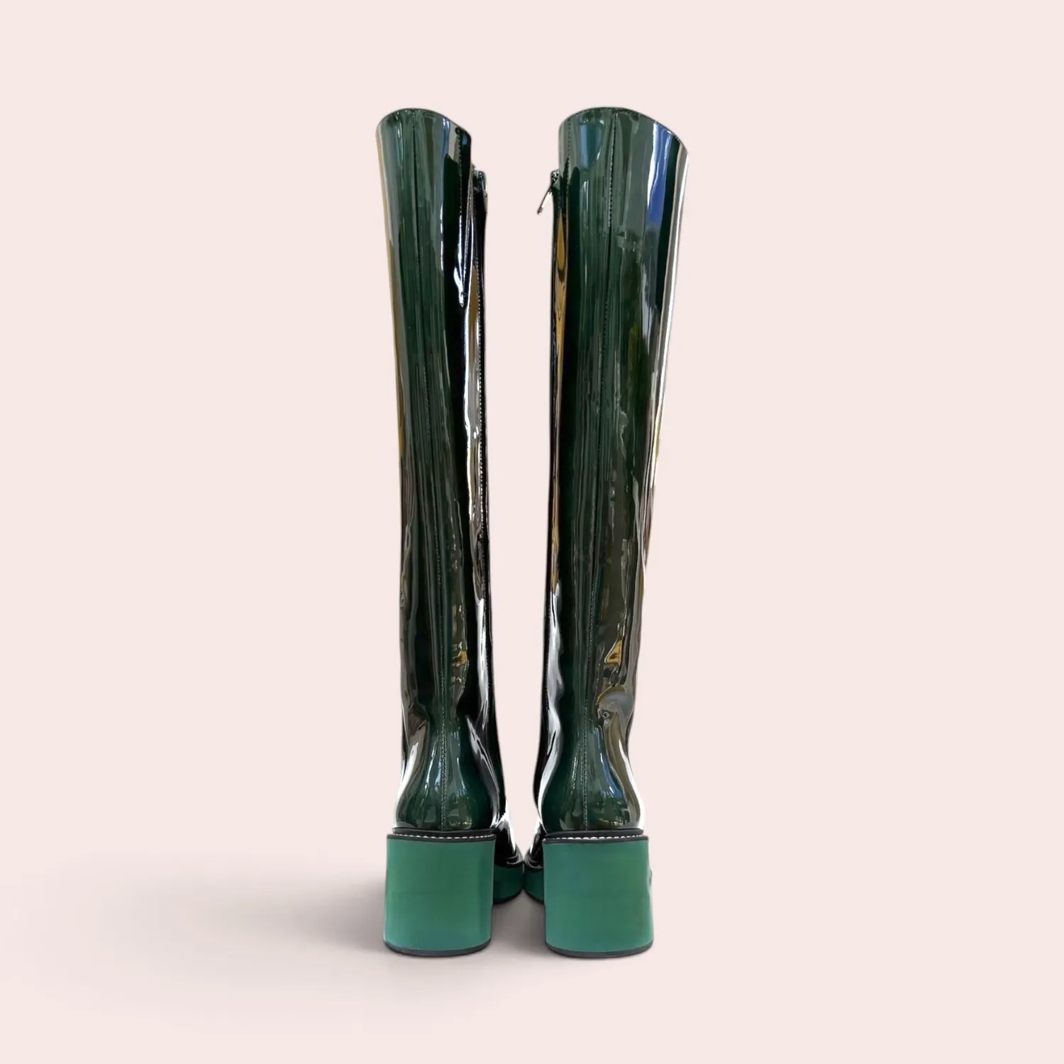 Karine Arabian BRANDON botte verni vert talon 85mm