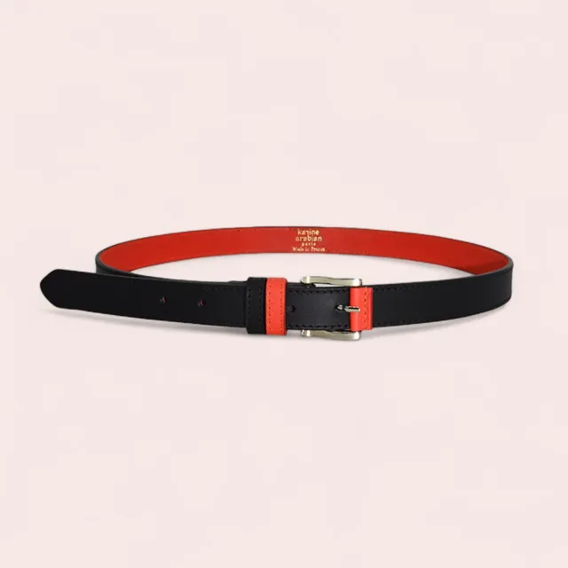 Karine Arabian Cadet ceinture cuir noir orange