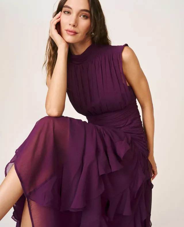 Alma en Pena I26CL0244 robe longue violette volants