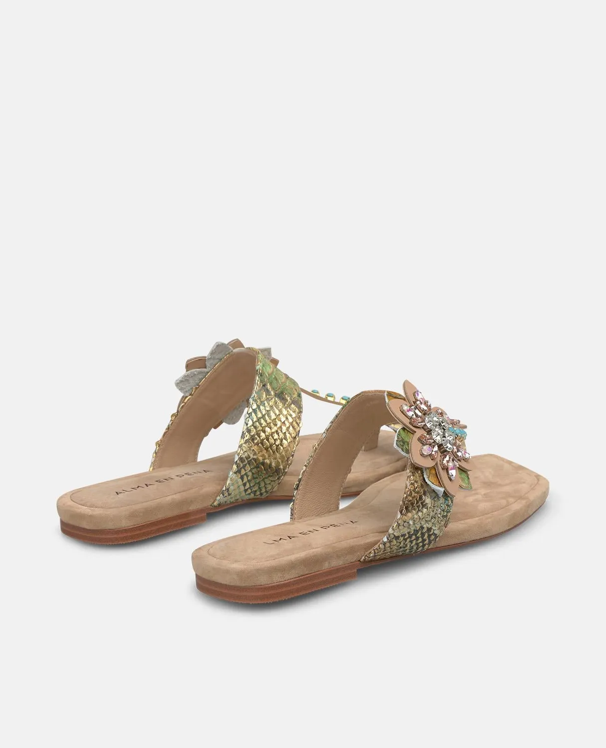 Alma en Pena V268439 sandales plates beige fleur cuir