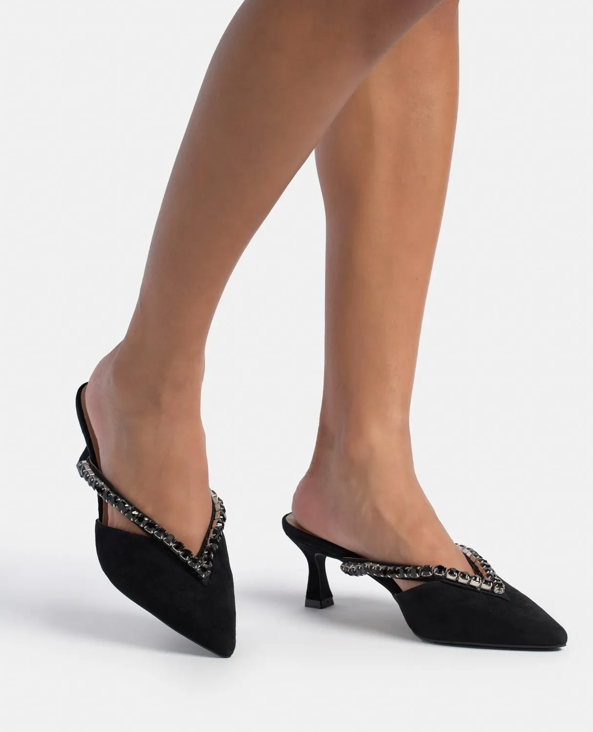 Alma en Pena V250657 mules noir strass talon 6 cm