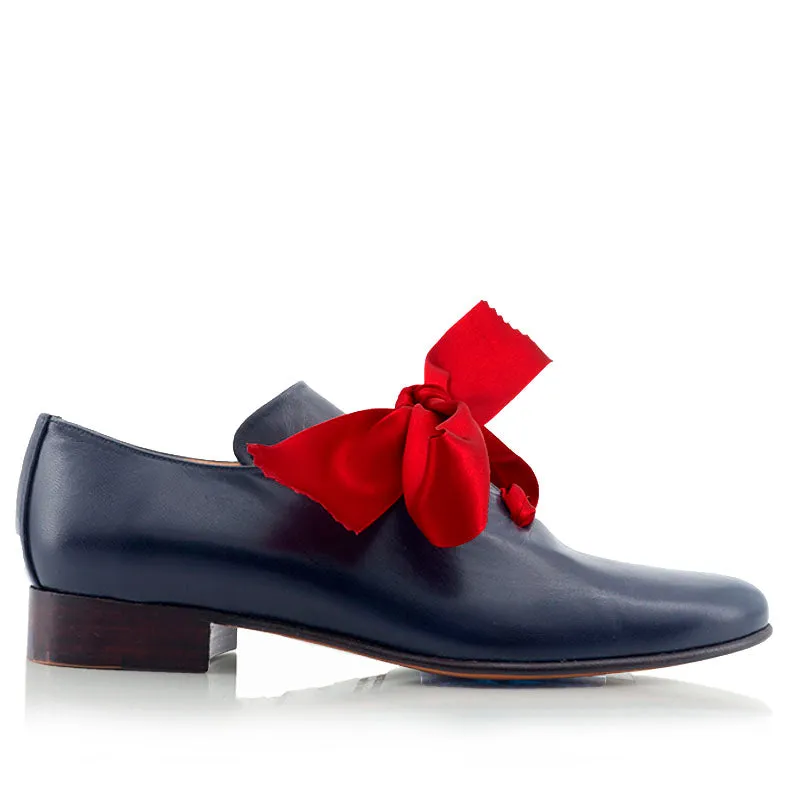 Bégum Paris Phénix soulier cuir bleu marine plat