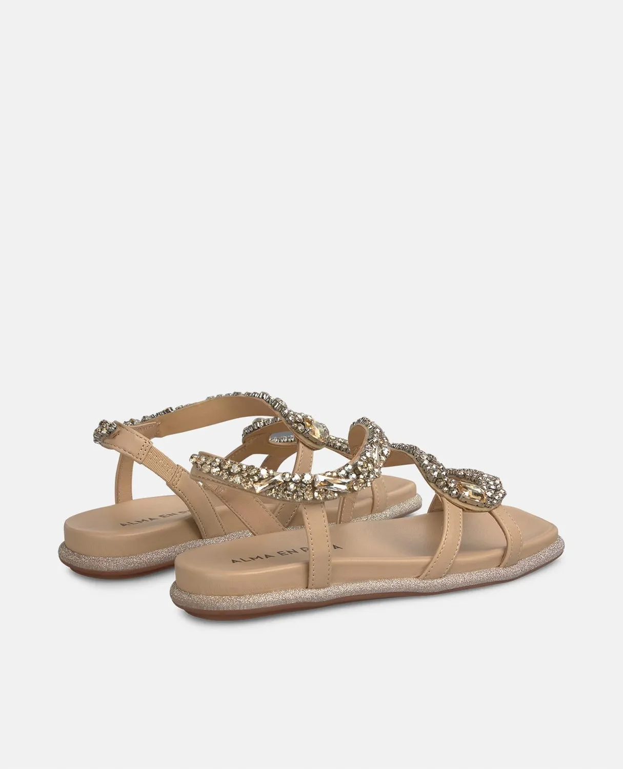 Alma en Pena V251605 sandales plates sable strass talon 2 cm