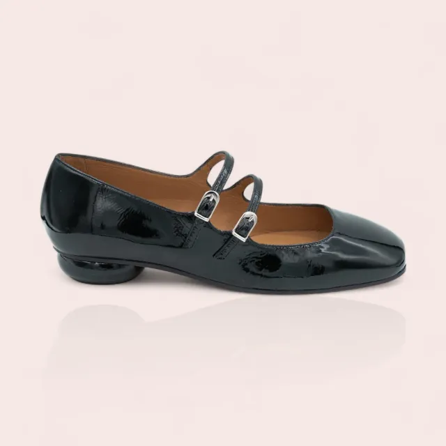 Karine Arabian Judith babies cuir verni noir
