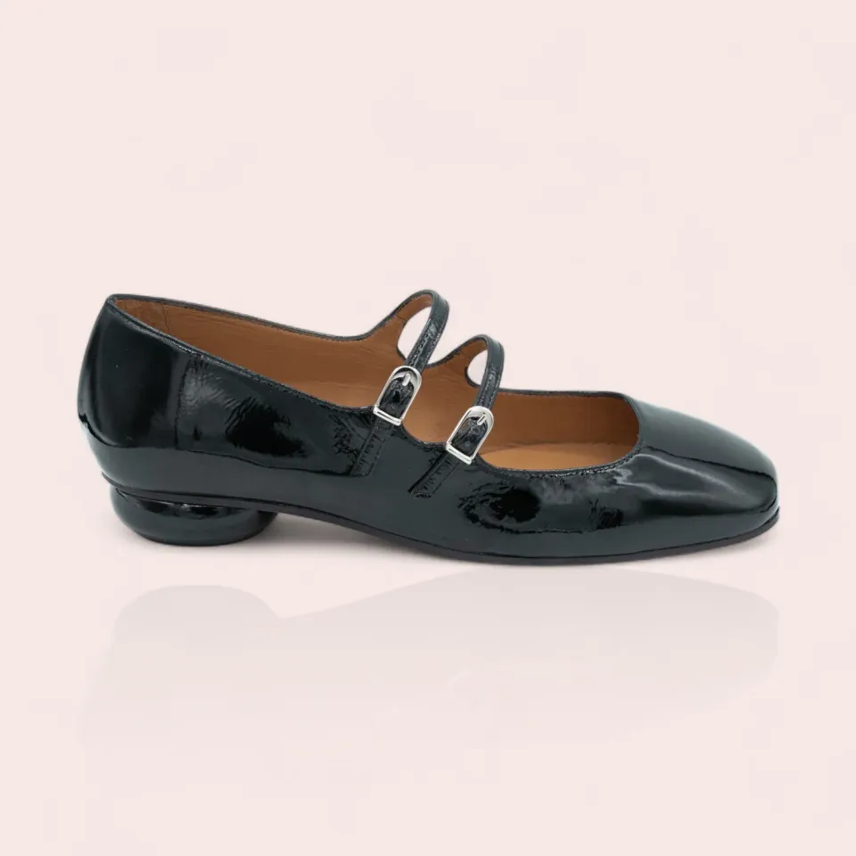 Karine Arabian Judith babies cuir verni noir