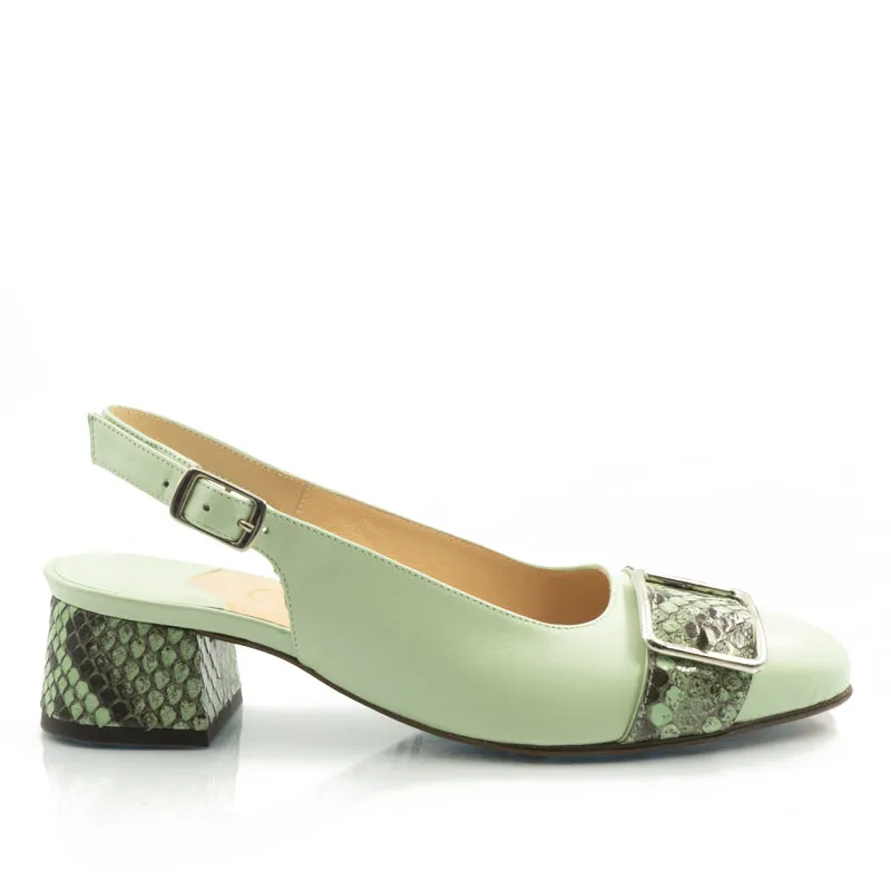 Bégum Paris Silverstone escarpin beige python 4 cm