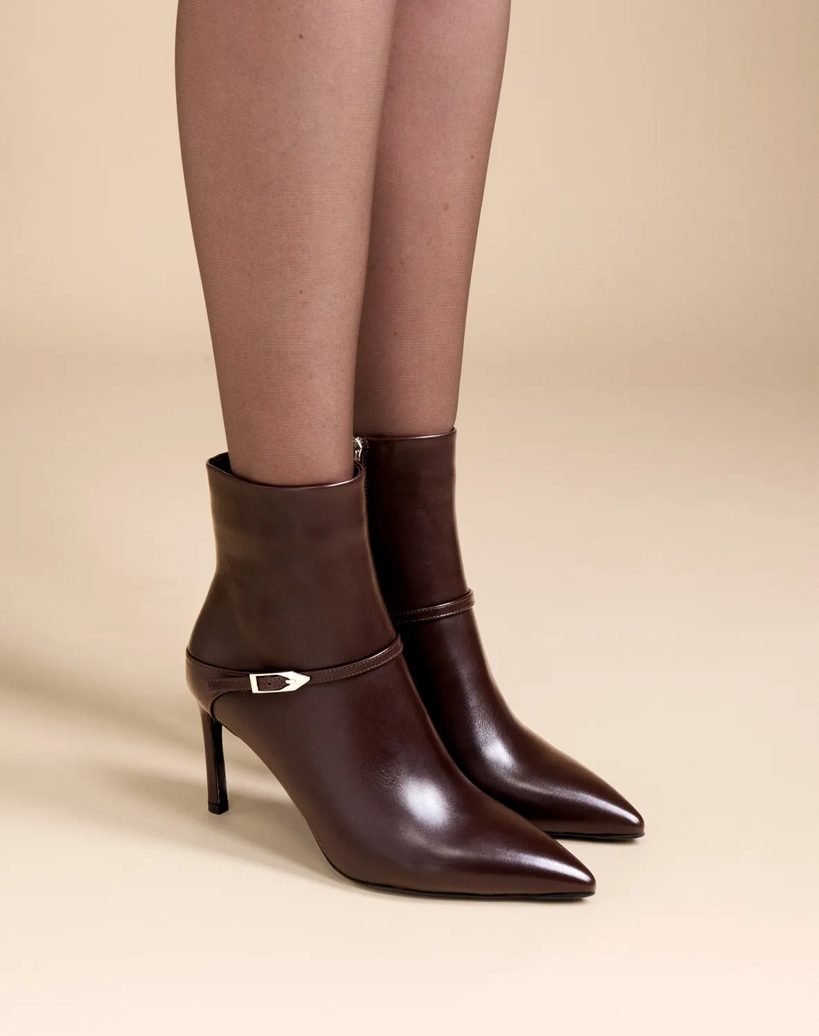 Mi/Mai Callas Chocolate bottines cuir chocolat