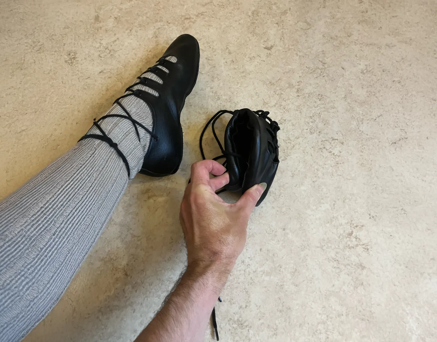 Magic Feet Ghillies Vintage chaussures danse cuir noir