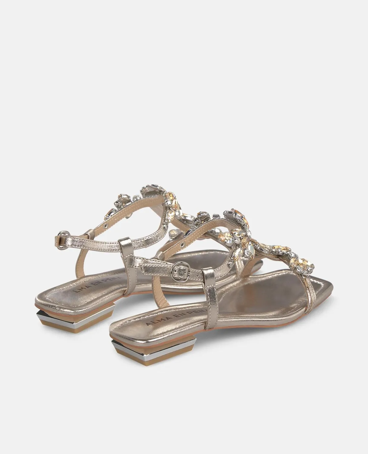 Alma en Pena V268600 sandales bronze strass talon 2 cm