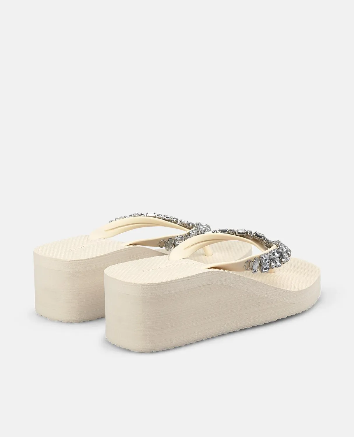 Alma en Pena V269014 tongs plateforme blanches strass