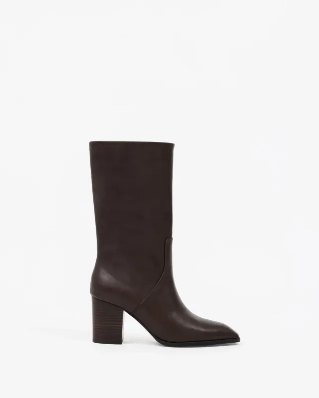 Mi/Mai Borge Chocolate bottes cuir chocolat talon bloc