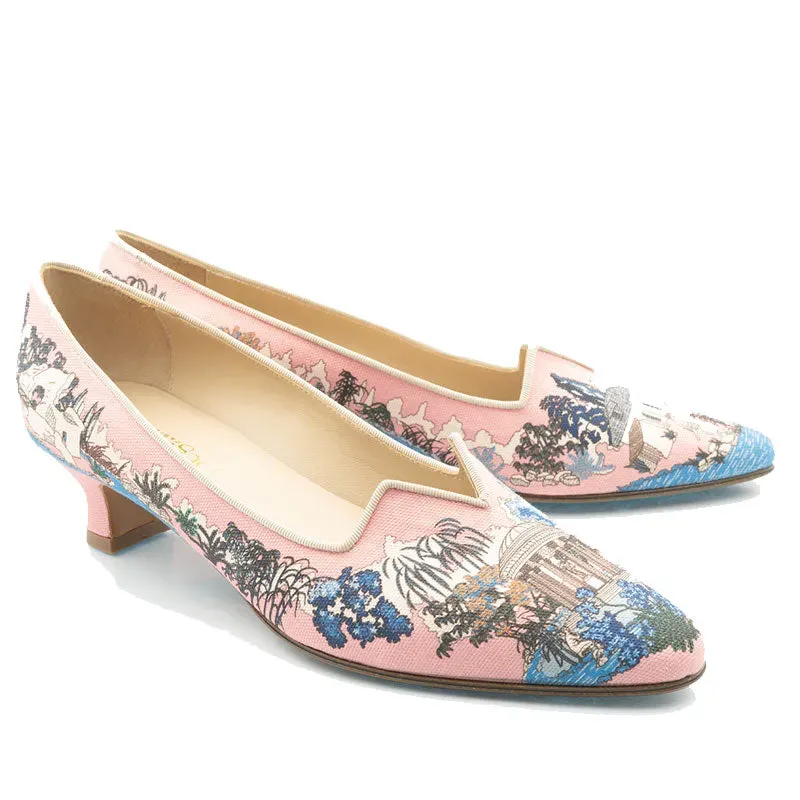 Bégum Paris Marquise Trianon escarpin toile bleue 40 mm