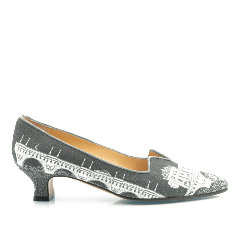 Bégum Paris Marquise Pont Neuf escarpins toile grise 4 cm