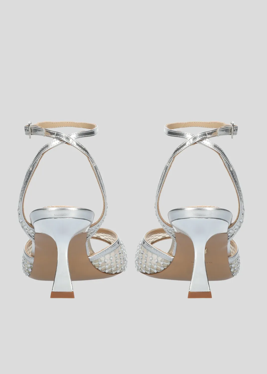 Lola Cruz Carmen Heel Sandal 65 sandales argent talon 6,5 cm