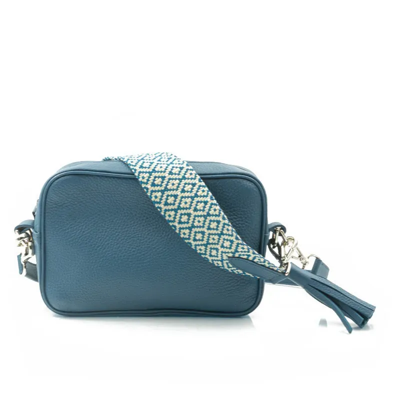 Bégum Paris Adèle sac bleu canard cuir grainé 22 cm