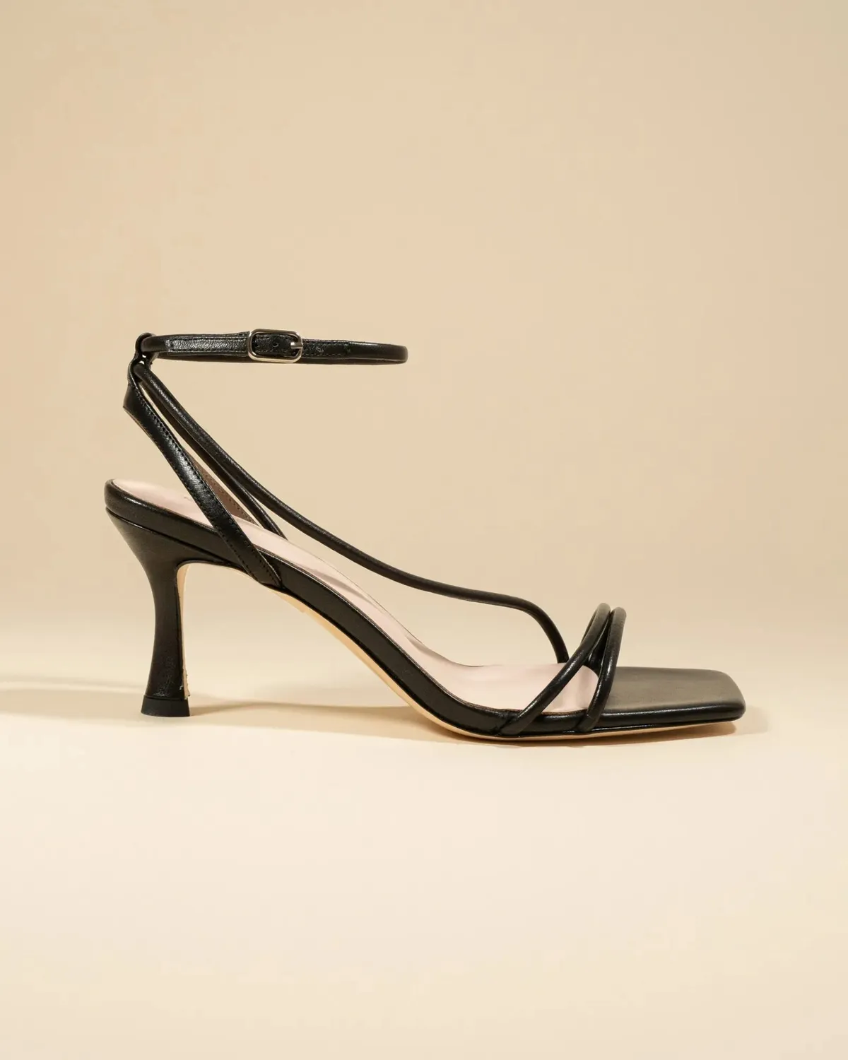 Mi/Mai Bondi Black sandales noires talon haut fines brides