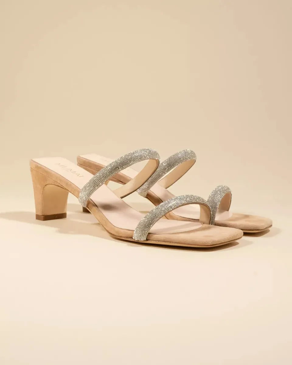 Mi/Mai Babs Nude mule strass soirée talon bas