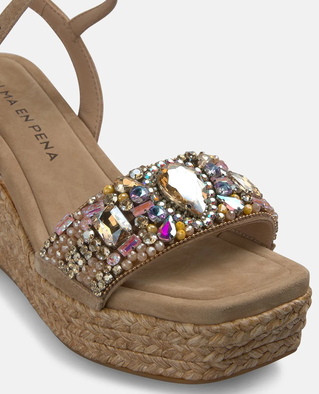 Alma en Pena V265503 espadrilles compensées sable strass 9 cm