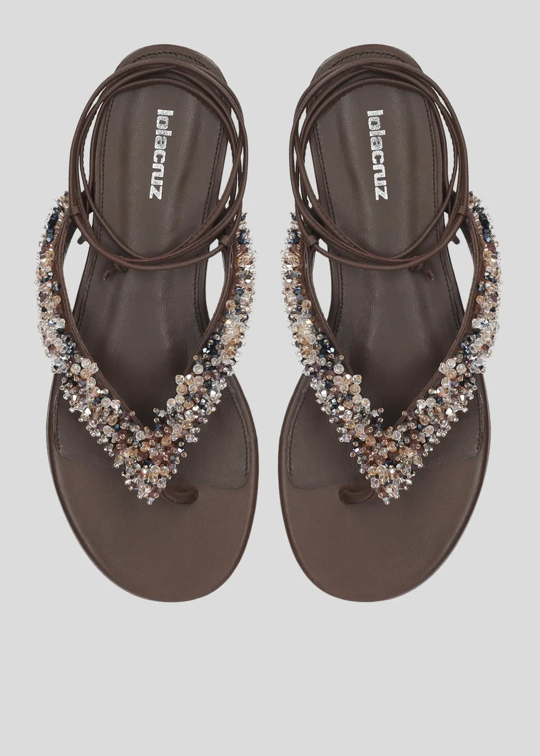 Lola Cruz Martina sandales plates marron