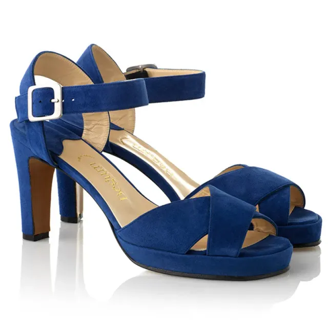 Bégum Paris Belize sandales indigo daim talon 8 cm