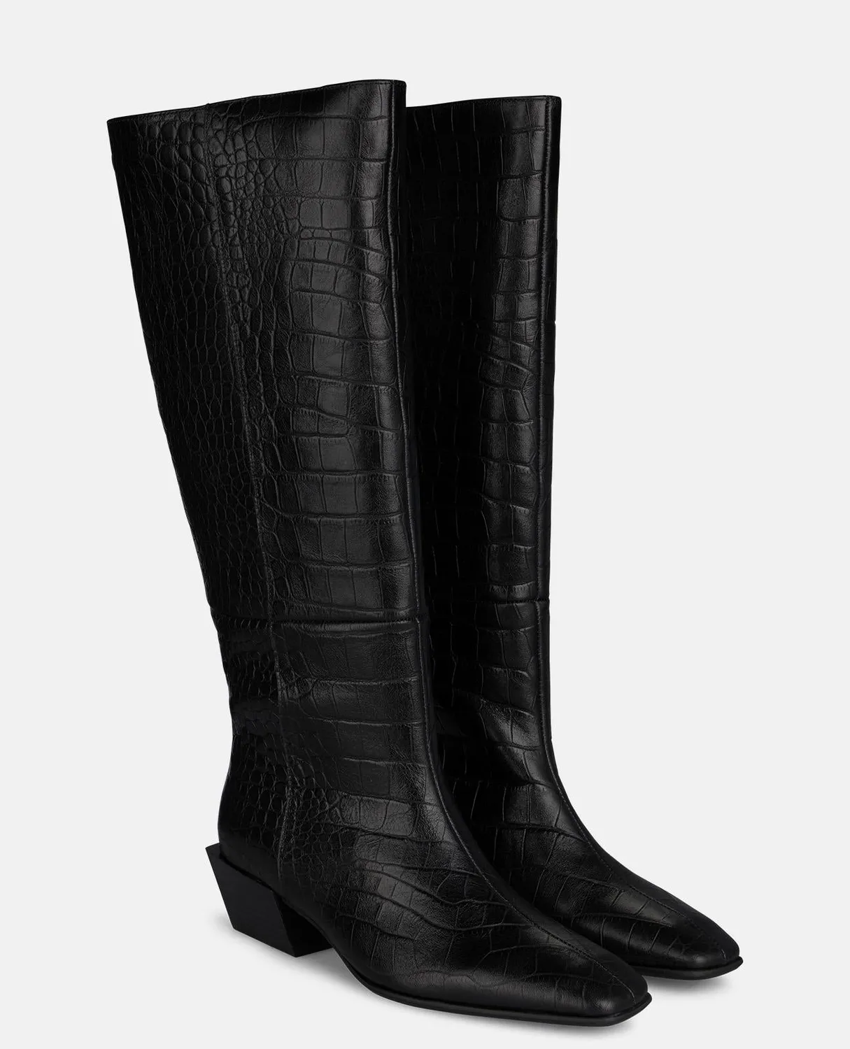 Alma en Pena I260620 bottes noires croco talon 4 cm