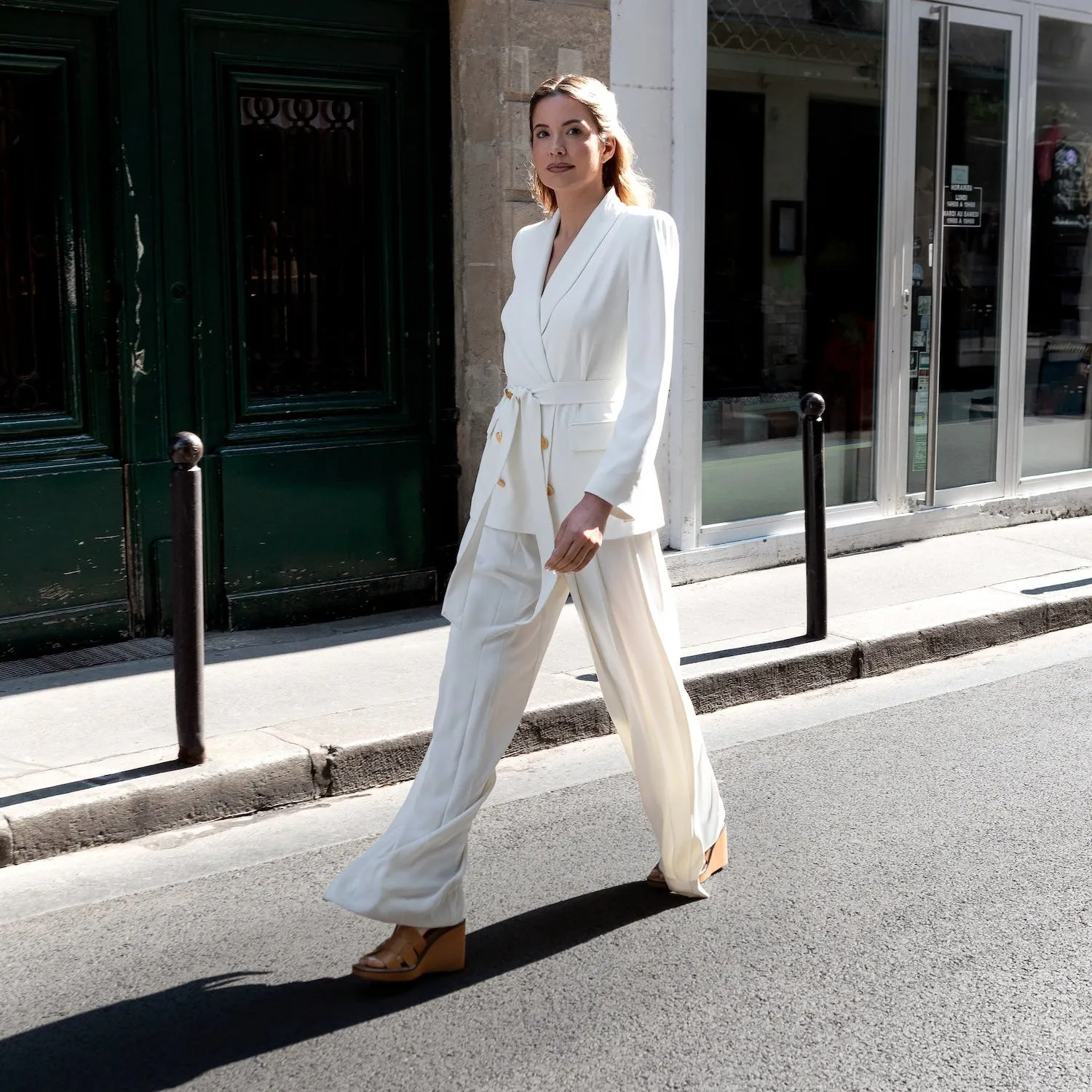 Karine Arabian Cleya mule cuir camel compensée