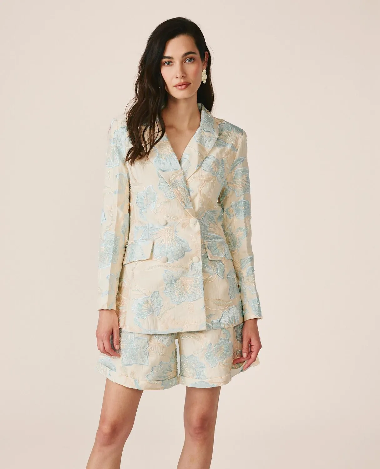 Alma en Pena V26CL1701 short bleu brodé coton