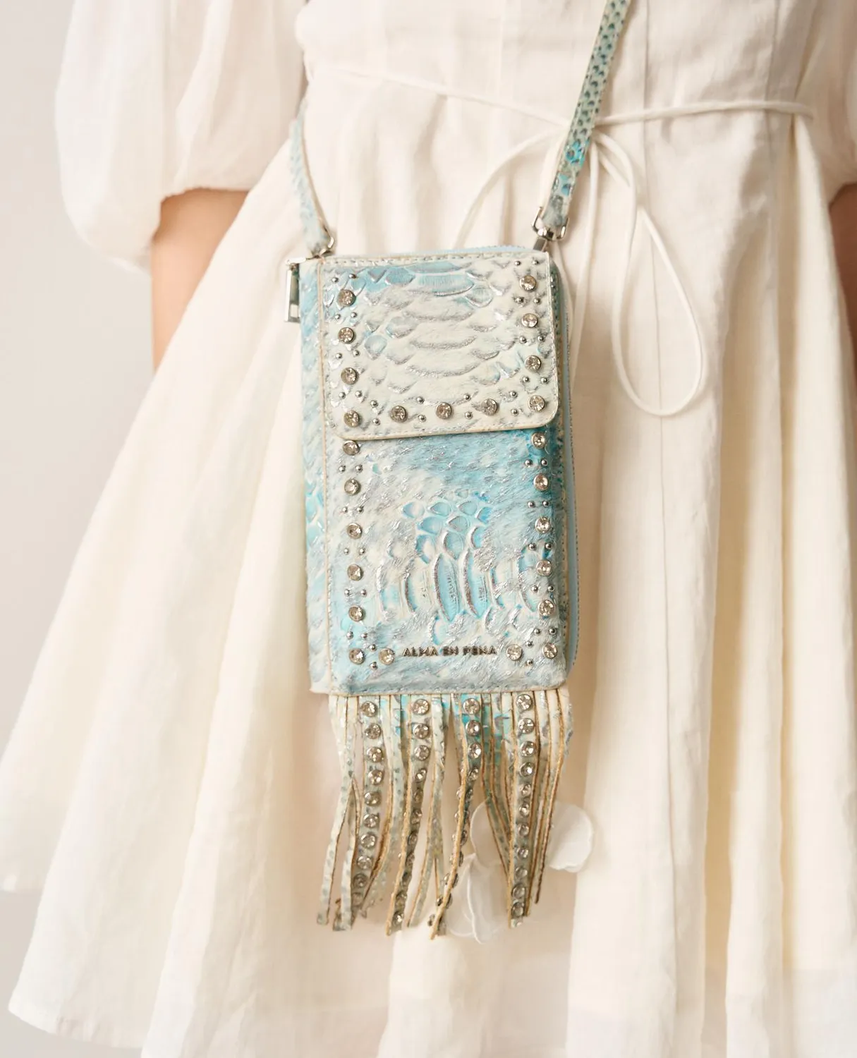 Alma en Pena V26WT016 sac portefeuille turquoise cuir