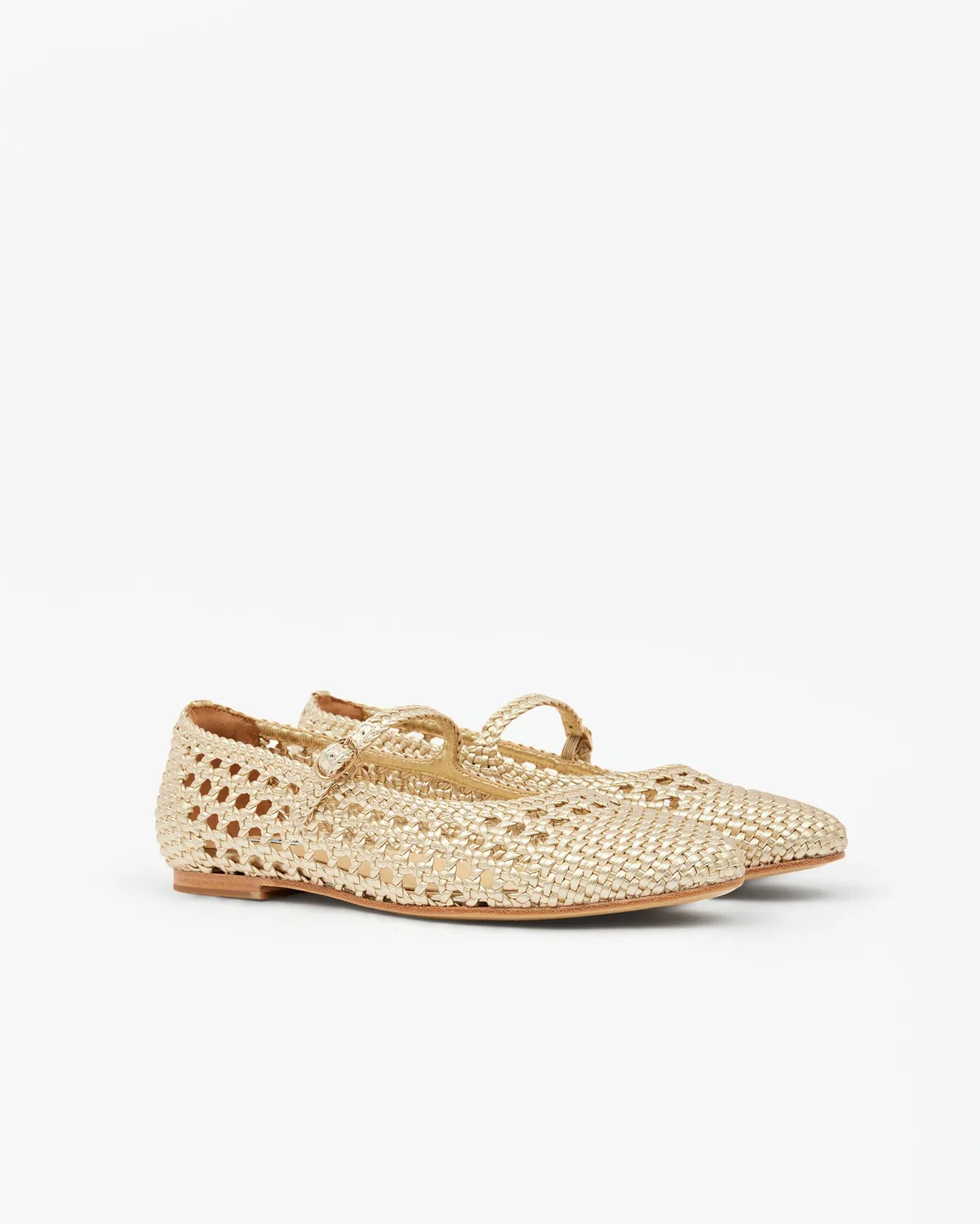 Mi/Mai Ariana Gold ballerines tressées doré bride babies