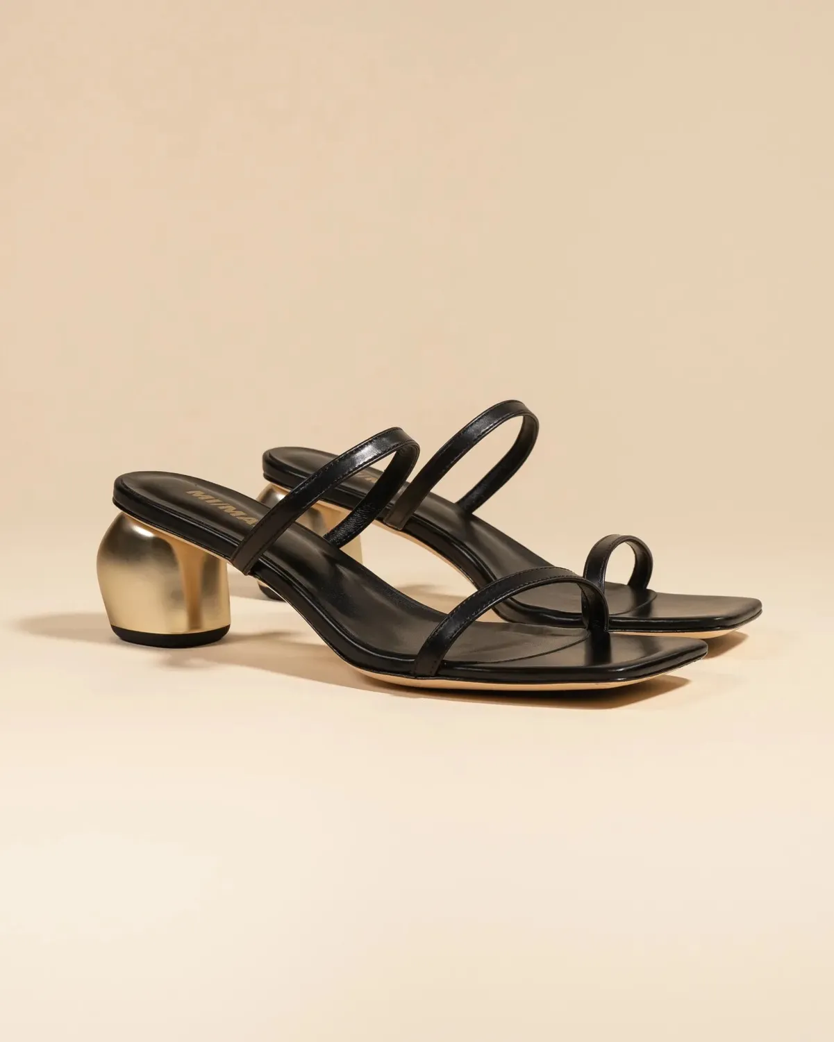 Mi/Mai Tilda Low Black Gold mule talon bas noir doré