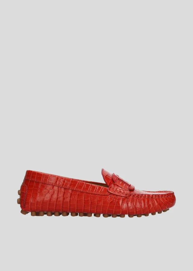 Lola Cruz Margarida mocassins rouge cuir plat